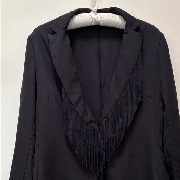 NEW Elegant Black Fringed Women's Jacket small - Picture 2 of 9